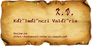 Kálmánczi Valéria névjegykártya